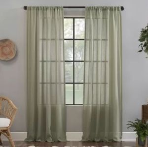 Martha Living Sheer Sage Green Curtains, 2 Panels, 52" X 86" each
